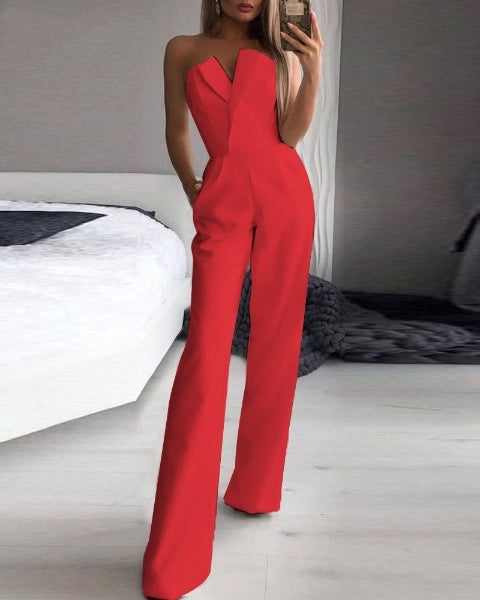 Roter ärmelloser Jumpsuit