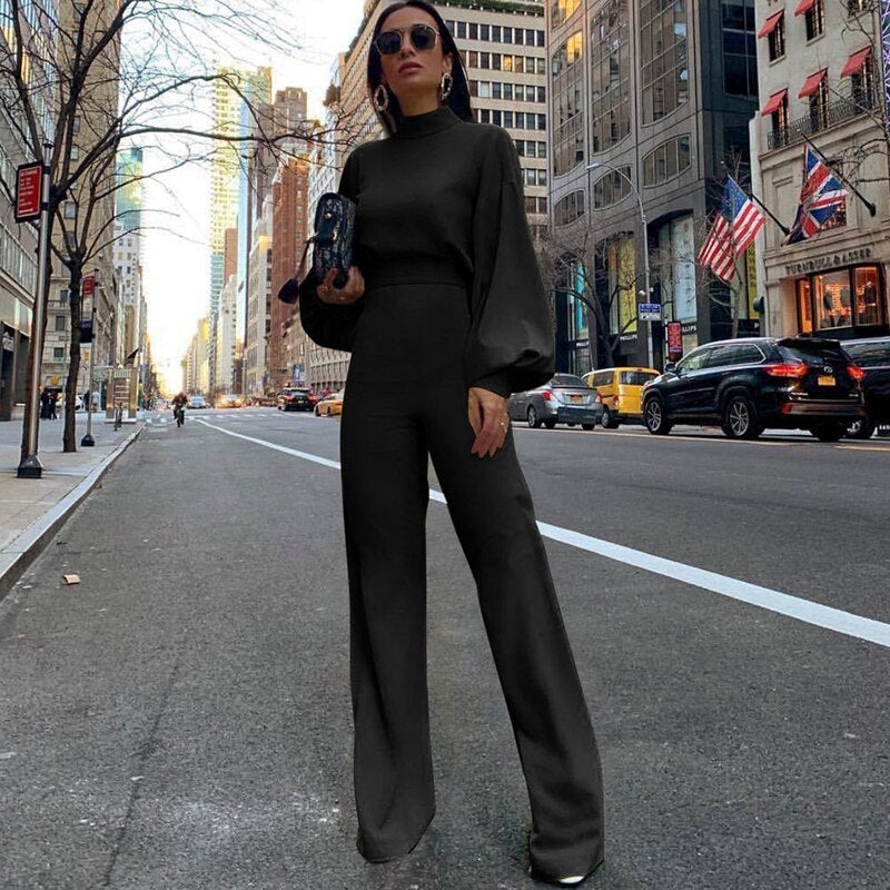 Reine Farbe Halber Kragen Jumpsuits